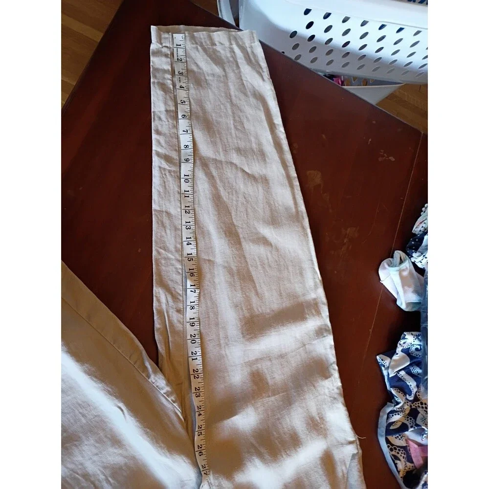 Quince Women's European Linen Pants Driftwood Size Small Wide Leg Off White